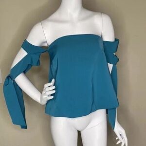 C/MEO TURQUOISE TUBE TOP BLOUSE XS $150